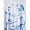 Mini Robe Ligne A Croisée Ethnique Découpée à Taille Haute sans Manches Style Bohémien - Bleu S