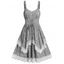 Mini Robe D'Eté Décontractée Superposée Panneau en Dentelle sans Manches à Lacets - Gris Clair L