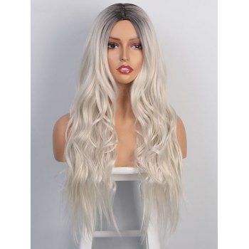 

Ombre Wig Wavy Wig Long Middle Part Elegant Trendy Women Synthetic Hair, White