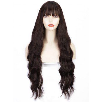 

Solid Color Wig Wavy Wig Long Full Bang Trendy Women Synthetic Hair, Deep coffee