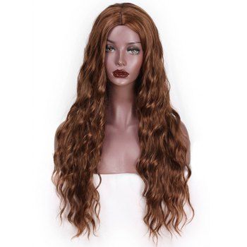 

Long Corn Wavy Middle Part Capless Synthetic Wig, Deep coffee