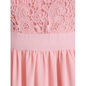 Chiffon Maxi Dress Floral Lace Panel Hollow Out Crisscross Cut Out Bowtie High Waist A Line Summer Dress