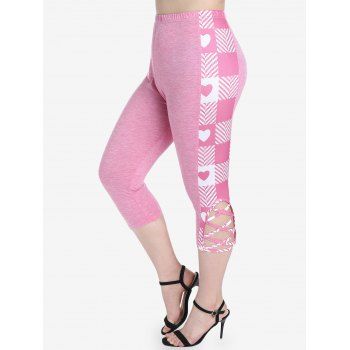

Plus Size Crisscross Heart Printed Skinny Leggings, Light pink