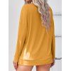 Casual Knitwear Solid Color Knit Top Textured V Neck Slit Long Sleeve Trendy Top - YELLOW XL