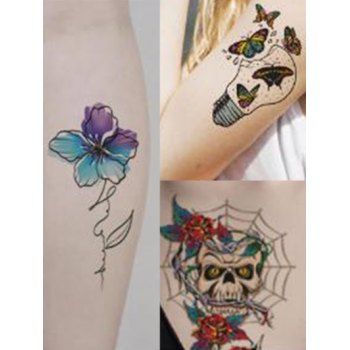 30Pcs Gothic Tattoo Stickers Flower Skull Butterfly Animal Pattern Tattoo Stickers Set