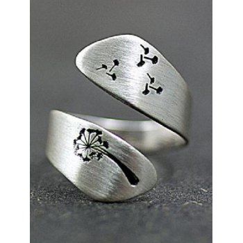 

Adjustable Ring Irregular Ring Dandelion Print Trendy Vintage Ring, Silver