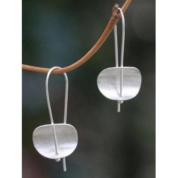 

Bended Round Shape Metal Drop Earrings, Silver