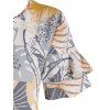 Robe D'été Mi-longue à Imprimé Feuille à Manches Courtes - multicolor XL
