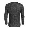 Vintage T Shirt Eagle Geometric Letter Axe Skull Print Half Button Long Sleeve Gothic Casual Tee - BLACK L