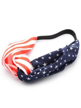 Patriotic Headband American Flag Star Striped Print Headband Bowknot Elastic Ethnic Headband
