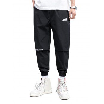 

Peace World Print Jogger Pants, Black