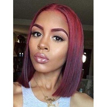 

Medium Middle Part Straight Bob Wig Capless Heat Resistant Synthetic Wig, Deep red