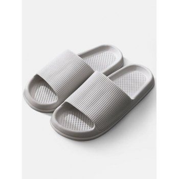 

Solid Color Slippers Indoor Slippers Slip On Non-slip Simple Slippers, Light gray