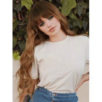 

Long Full Bang Corn Wavy Ombre Capless Synthetic Wig, Multicolor b