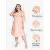 Plus Size & Curve Cold Shoulder Ruffle Overlay Midi Dress - LIGHT ORANGE 4X | US 26-28