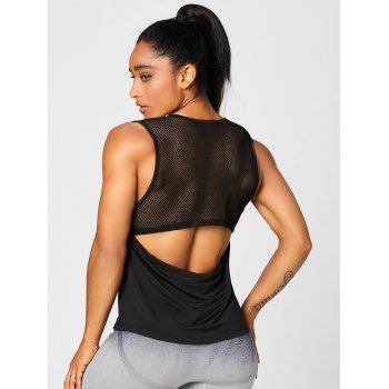 

Sports Tank Top Solid Color Honeycomb Hollow Out Cut Out Round Neck Running Top, White