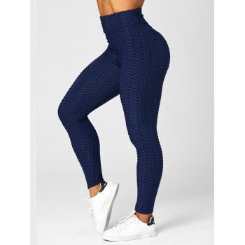 

Casual Leggings Textured Solid Color Elastic Waist Skinny Long Trendy Sporty Leggings, White