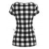 Plus Size & Curve T Shirt Plaid Checkerboard Print T-shirt Lace Up Cap Sleeve Tee - WHITE L