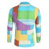 Colorblock Geometric Print Turn Down Collor Long Sleeve Casual Button-up Shirt - YELLOW 2XL