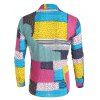 Colorblock Geometric Print Turn Down Collor Long Sleeve Casual Button-up Shirt - PURPLE 2XL