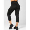 Casual Capri Leggings Solid Color Ruched High Elastic Waist Summer Leggings - BLACK S
