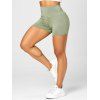 Skinny Sports Shorts Solid Color Ruched High Elastic Waist Summer Yoga Shorts - GREEN M