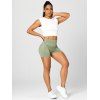 Skinny Sports Shorts Solid Color Ruched High Elastic Waist Summer Yoga Shorts - GREEN M