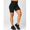 Casual Short Leggings Solid Color Mesh Pockets Elastic Waist Summer Sporty Leggings - BLACK M