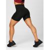 Casual Short Leggings Solid Color Mesh Pockets Elastic Waist Summer Sporty Leggings - BLACK M