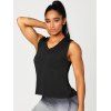 Sports Tank Top Solid Color Honeycomb Hollow Out Cut Out Round Neck Running Top - BLACK S