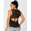 Sports Tank Top Solid Color Honeycomb Hollow Out Cut Out Round Neck Running Top - BLACK S