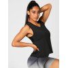 Sports Tank Top Solid Color Honeycomb Hollow Out Cut Out Round Neck Running Top - BLACK M
