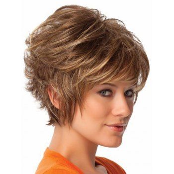 Short Inclined Bang Straight Wig Capless Heat Resistant Synthetic Wig