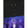 Plus Size & Curve Dress Celestial Sun And Moon Galaxy Print Dress O Ring Handkerchief Asymmetric Dress - BLACK 3X