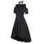 Casual Dress Solid Color Dress Cut Out Cold Shoulder Tied High Waist High Low Midi Dress - BLACK XXXL
