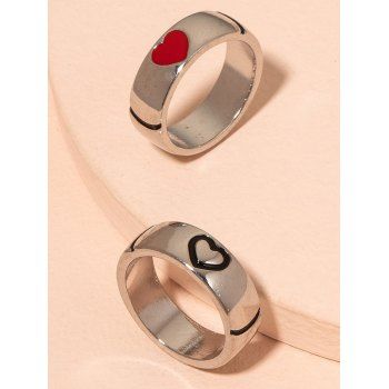 

Pair Couple Rings Heart Wide Simple Alloy Rings, Silver