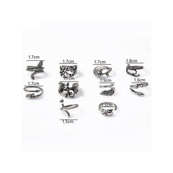 Vintage Ring Snake Pattern Alloy Finger Cuff Rings Round Rings Set