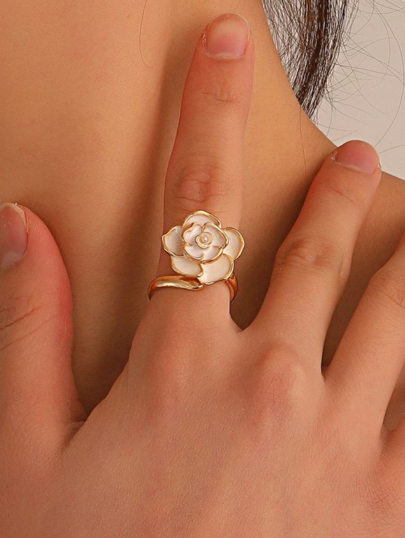 Bague en Alliage Réglable Motif Roses pour la Saint-Valentin - d'or 