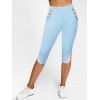 Plaid Ruffled Off The Shoulder Corset Waist Top and Lace Applique Capri Leggings Summer Casual Outfit - BLUE S