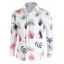 Chemise Décontractée Boutonnée à Imprimé Feuille Manches Longues à Col Relevé - Blanc L
