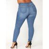 Plus Size Jeans Solid Color Jeans Pockets Zipper Fly Long Skinny Casual Denim Pants - LIGHT BLUE 3XL