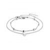 2 Pcs Anklets Beach Anklets Heart Geometric Solid Color Ankle Chains Set - SILVER 