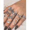 Vintage Ring Snake Pattern Alloy Finger Cuff Rings Round Rings Set - SILVER 