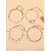 4 Pièces Ensemble de Bracelets Branché Géométrique Feuille en Fausse Perle - d'or 