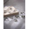 Vintage Ring Snake Pattern Alloy Finger Cuff Rings Round Rings Set - SILVER 