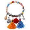 Bracelet Bohémien Pendant Perlé Coquille Etoile Ballon Velouté - multicolor 