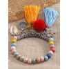Bohemian Bracelet Tassel Shell Star Fuzzy Ball Pendant Beaded Bracelet - multicolor 