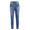 Ripped Jeans Pockets Zipper Fly Light Wash Long Skinny Denim Pants - BLUE XL