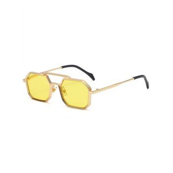 Fashion Women's Metal Frame Streetwear Punk Polygon Sunglasses Yellow