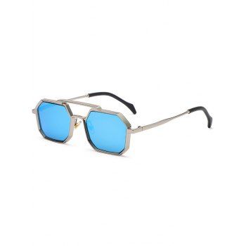 Fashion Women's Metal Frame Streetwear Punk Polygon Sunglasses Light blue